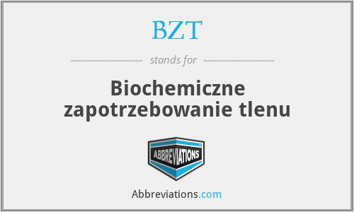 BZT - Biochemiczne zapotrzebowanie tlenu