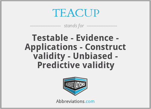 TEACUP - Testable - Evidence - Applications - Construct validity - Unbiased - Predictive validity