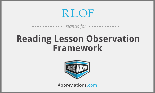 RLOF - Reading Lesson Observation Framework