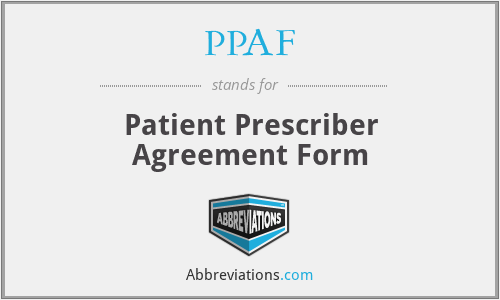 PPAF - Patient Prescriber Agreement Form