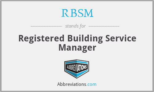 RBSM - Registered Building Service Manager