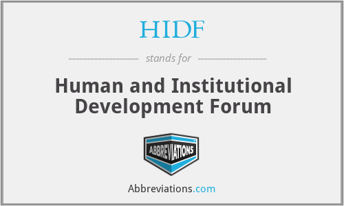 HIDF - Human and Institutional Development Forum
