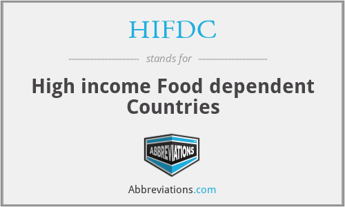 HIFDC - High income Food dependent Countries