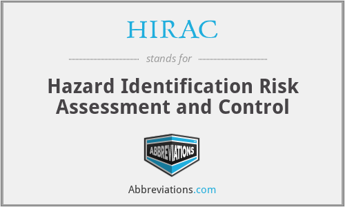 HIRAC - Hazard Identification Risk Assessment and Control