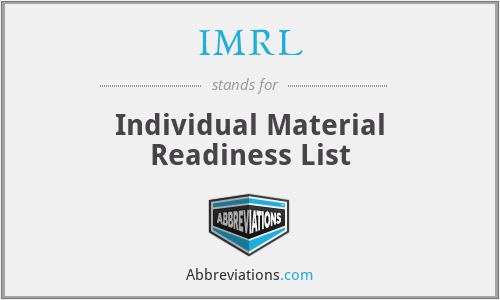 IMRL - Individual Material Readiness List