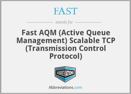 FAST - Fast AQM (Active Queue Management) Scalable TCP (Transmission Control Protocol)