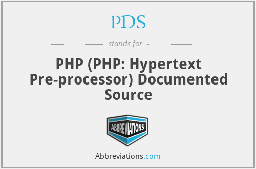 PDS - PHP (PHP: Hypertext Pre-processor) Documented Source