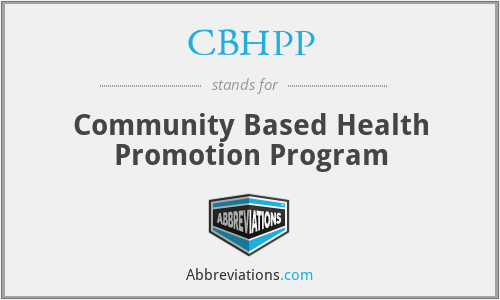 CBHPP - Community Based Health Promotion Program