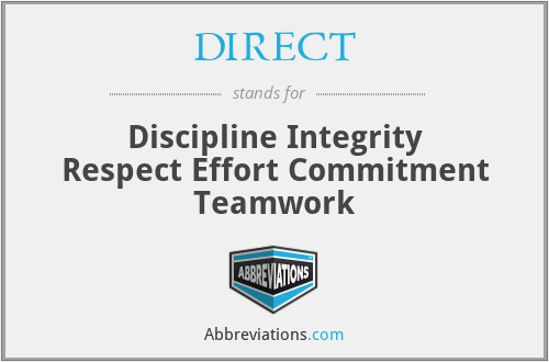 DIRECT - Discipline Integrity Respect Effort Commitment Teamwork