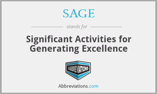 SAGE - Significant Activities for Generating Excellence