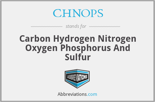CHNOPS - Carbon Hydrogen Nitrogen Oxygen Phosphorus And Sulfur