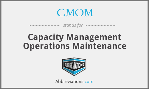 CMOM - Capacity Management Operations Maintenance