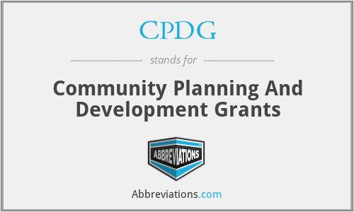 CPDG - Community Planning And Development Grants