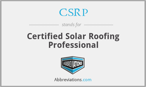 CSRP - Certified Solar Roofing Professional
