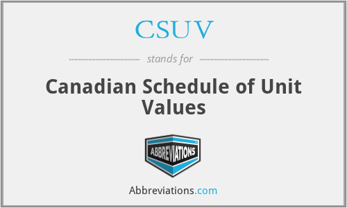CSUV - Canadian Schedule of Unit Values