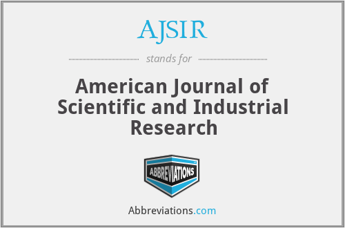 AJSIR - American Journal of Scientific and Industrial Research
