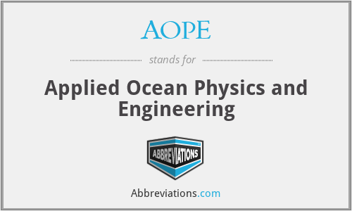 AOPE - Applied Ocean Physics and Engineering