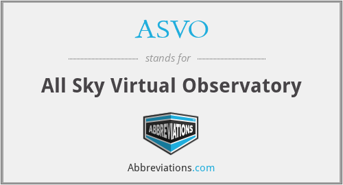 ASVO - All Sky Virtual Observatory