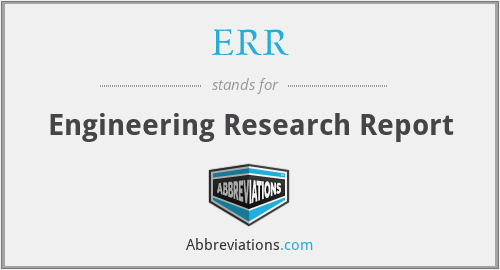 ERR - Engineering Research Report