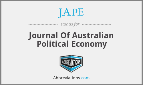 JAPE - Journal Of Australian Political Economy