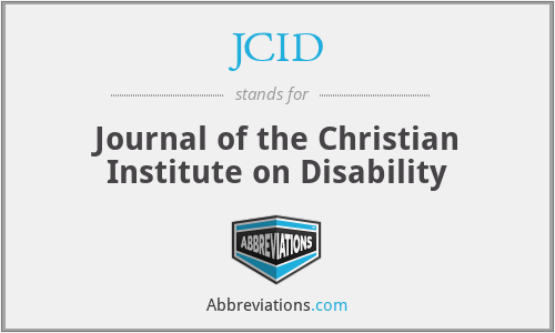 JCID - Journal of the Christian Institute on Disability