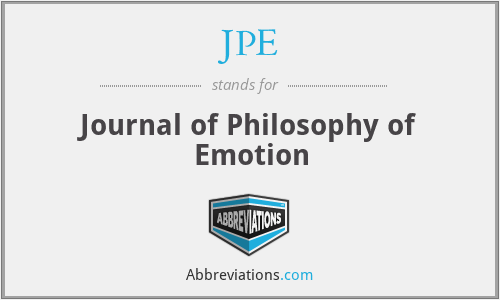 JPE - Journal of Philosophy of Emotion