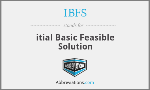 IBFS - itial Basic Feasible Solution