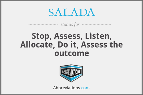 SALADA - Stop, Assess, Listen, Allocate, Do it, Assess the outcome