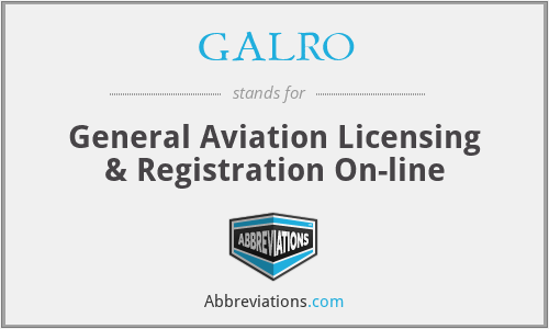 GALRO - General Aviation Licensing & Registration On-line