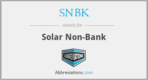 SNBK - Solar Non-Bank