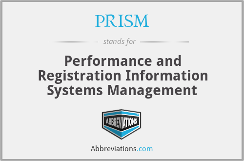 PRISM - Performance and Registration Information Systems Management