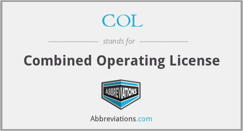 COL - Combined Operating License