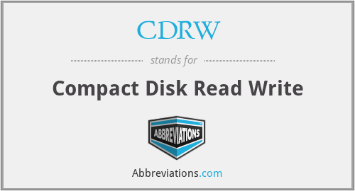 CDRW - Compact Disk Read Write