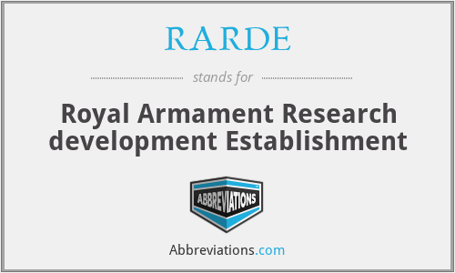 RARDE - Royal Armament Research development Establishment
