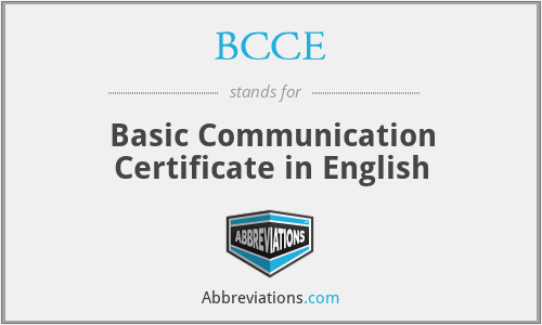 BCCE - Basic Communication Certificate in English