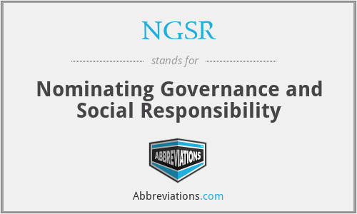 NGSR - Nominating Governance and Social Responsibility
