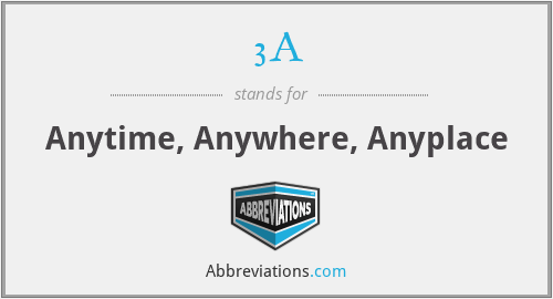 3A - Anytime, Anywhere, Anyplace