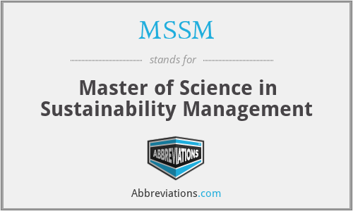 MSSM - Master of Science in Sustainability Management