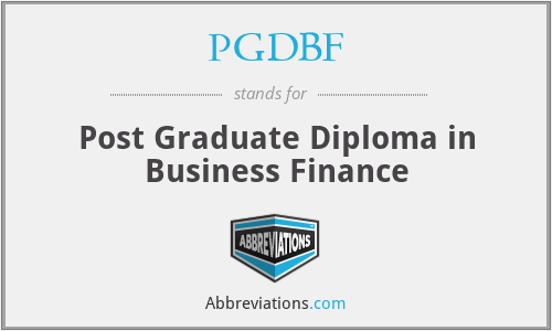 PGDBF - Post Graduate Diploma in Business Finance