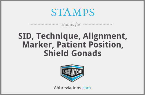 STAMPS - SID, Technique, Alignment, Marker, Patient Position, Shield Gonads