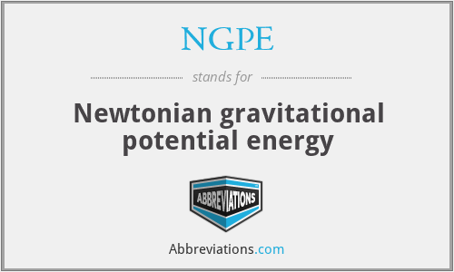 NGPE - Newtonian gravitational potential energy