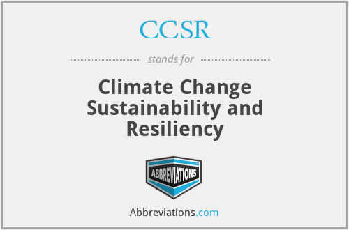 CCSR - Climate Change Sustainability and Resiliency