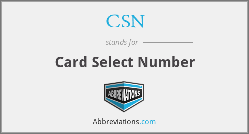 CSN - Card Select Number