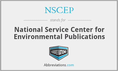 NSCEP - National Service Center for Environmental Publications