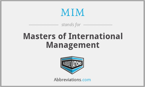 MIM - Masters of International Management