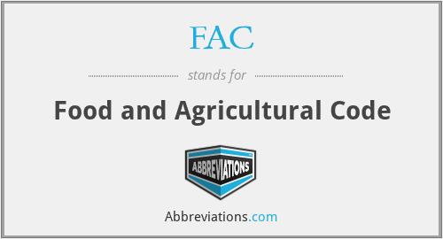 FAC - Food and Agricultural Code