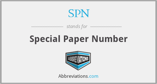 SPN - Special Paper Number