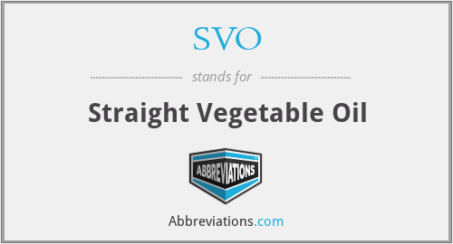 SVO - Straight Vegetable Oil
