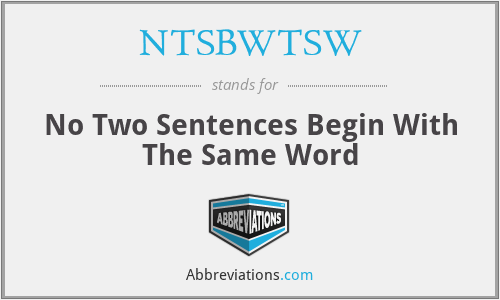 NTSBWTSW - No Two Sentences Begin With The Same Word