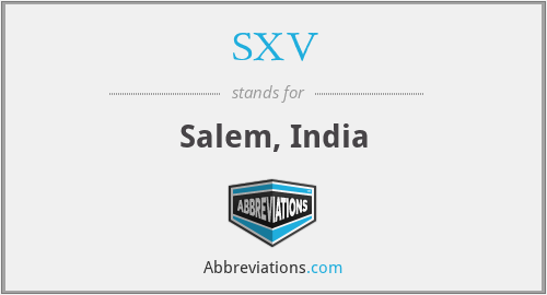 SXV - Salem, India
